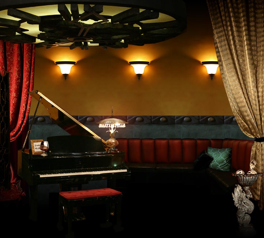 The lounge set for an intimate dinner